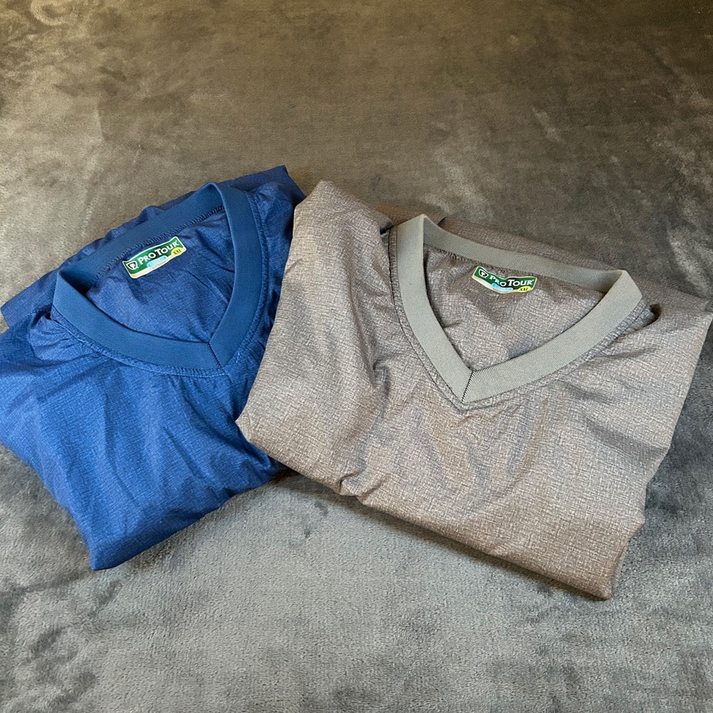 Pro Tour Coolplay Pullover Golf Windbreaker Jacket Gray Blue Mens XXL (set of 2)